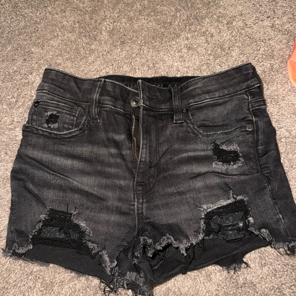 American Eagle Outfitters Black Distressed Jean Shorts